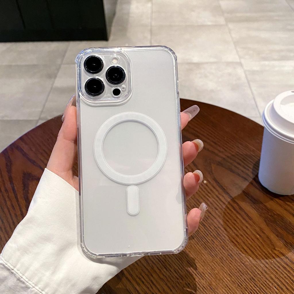 Magnetic Suction for IPhone16promax Mobile Phone Case Magsafe Apple 14Pro Transparent 14 Hard Shell PC