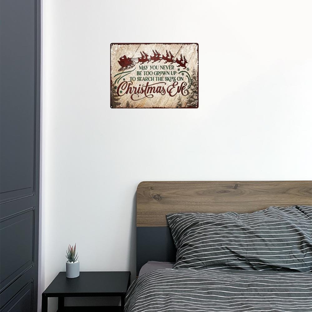 Vintage Christmas Eve Tin Sign "May You Never Be Too Big To Explore the Sky" Vintage Metal Wall Decor for Home, Hotel, Cafe
