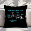 Funny Planes Fly Pillowcase Cushion Cover Aviation Art Decorative Throw Pillow Gift for Kids Home Decor 45x45cm