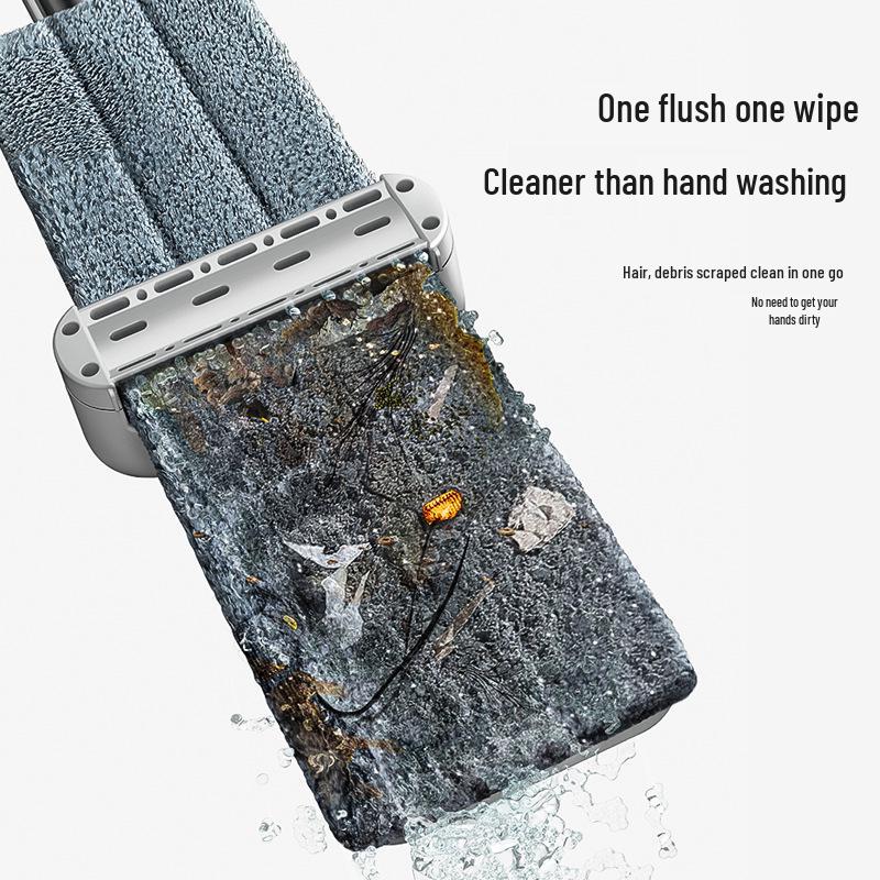 Foldable Flat Mop & Bucket - Hands-Free Washing System