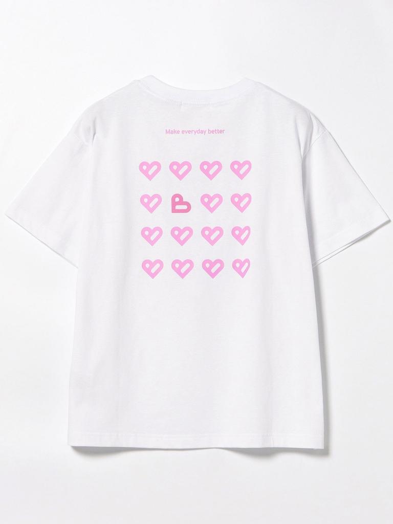BEAMS HEART Printed with Logo Back Print x Size M T-Shirt B-HEART (S-L), Women's, Off-White Pink, (43080050213)