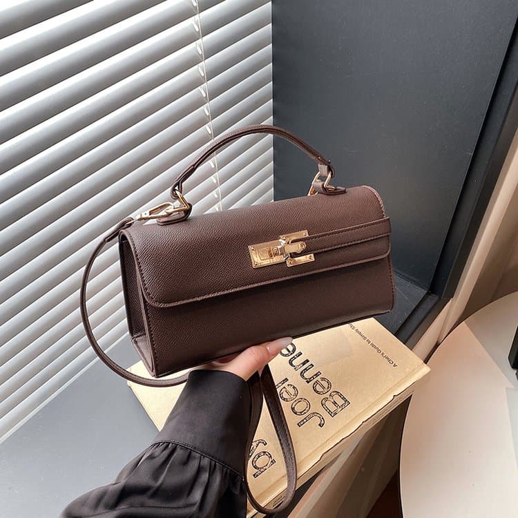 Lock Small Square Bag Women s Shoulder Handbag кофейный