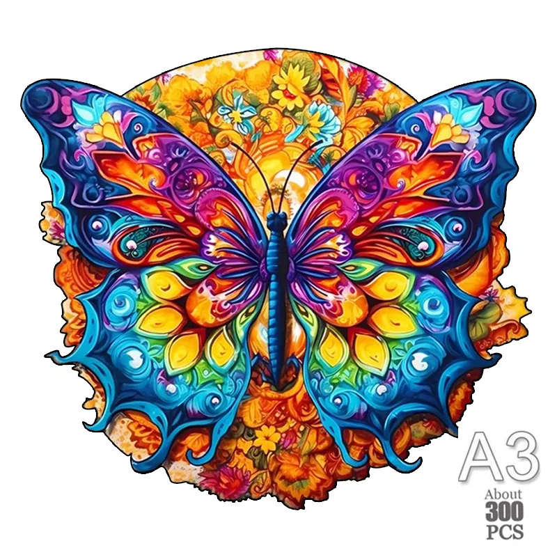 Dinosaur Wooden Jigsaw Puzzles Art Unique Butterfly Animal Shaped Puzzle Diy Leisure Game For Adults Kids Family Home Decor