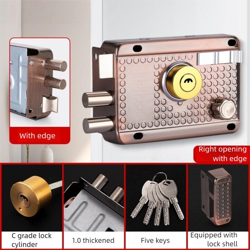 External Iron Door Lock Security Anti-Theft And Anti-picking Lock Wooden Door Compound Door Lock Multi-safety Smooth Lock