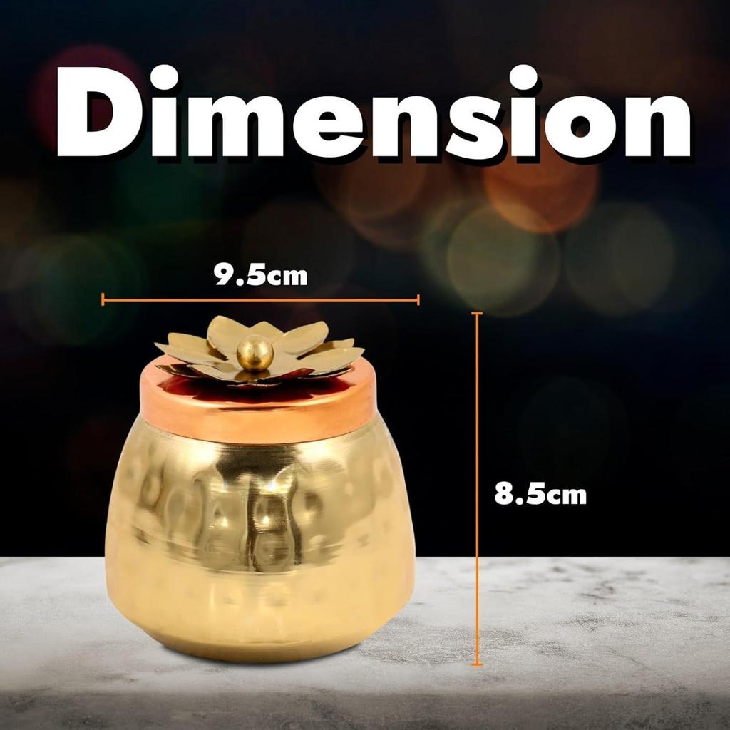 Set Of 2 Hammered Metal Gold Copper Plated Jar | Airtight Containers For Dry Fruits | Dining Table Decorative Serving Bowl