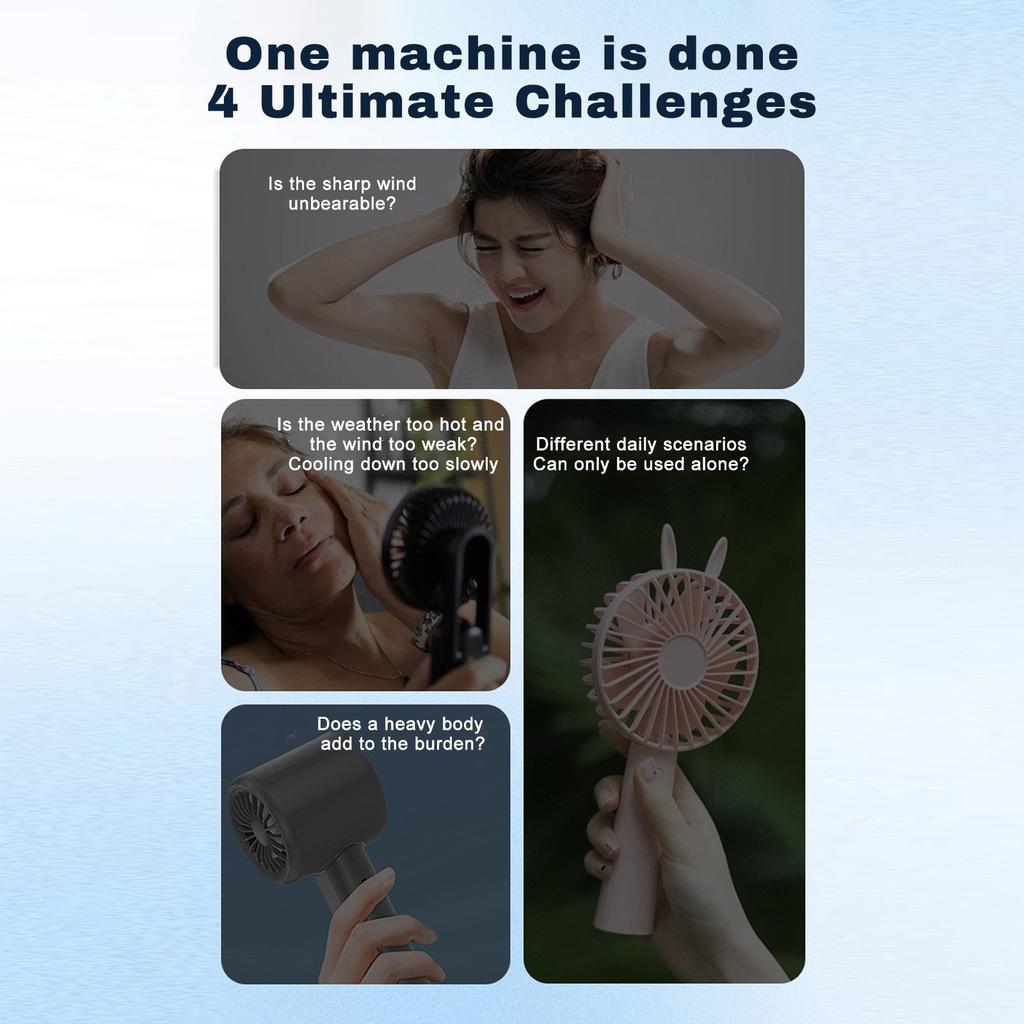 Handheld Electric Fan Portable Fan Hanging Neck Digital Display Turbine Folding High-speed Semiconductor Ice Fan
