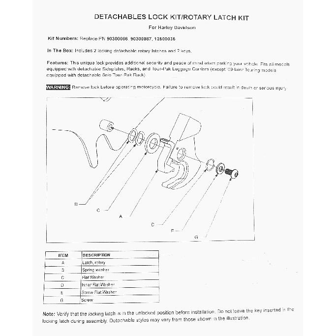 Quick Release Rotary Lock Kit Motor Parts Detachable Mounting Kit Rear Backrest Sissy Bar For Harley Touring Softail Sportster