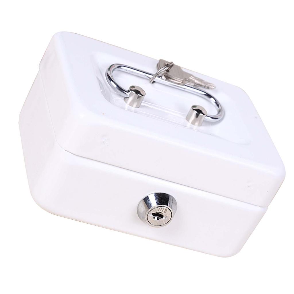 Cash Box with Money Tray Metal Storage Safe Lock Box Mini Locking Cash Box Money Saving Organizer