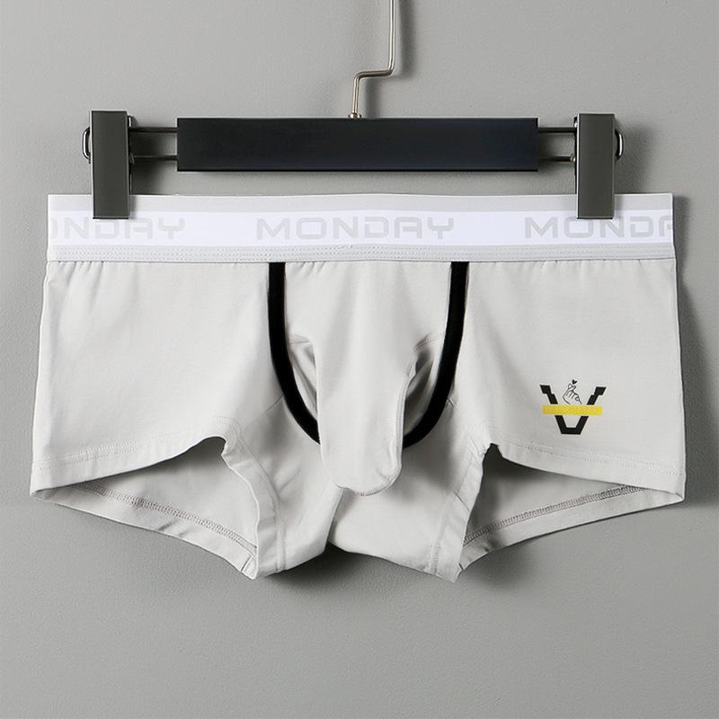 Wangjiang Men's Cotton Trunk Underwear with Gun & Ball Separation, Mid-Waist, Plus Size.