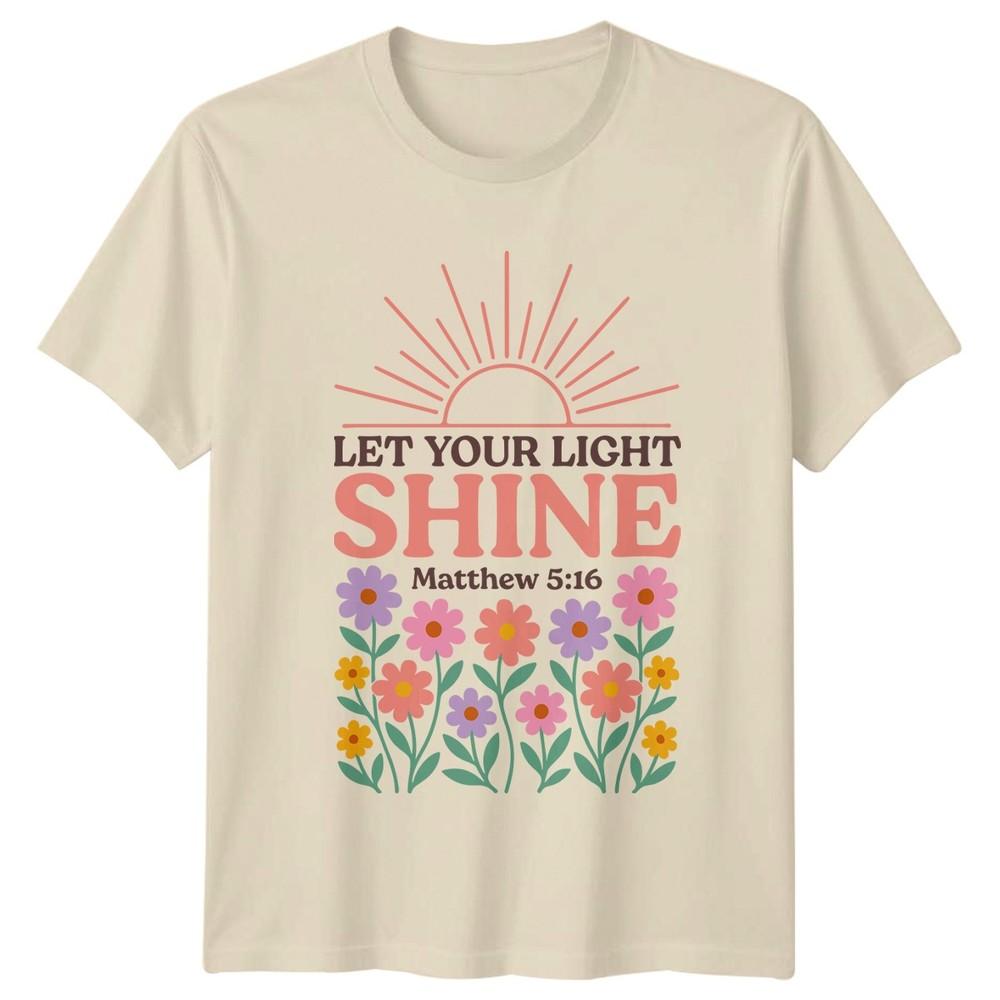 Let Your Light Shine Matthew TShirt Floral Retro Faith Birthday