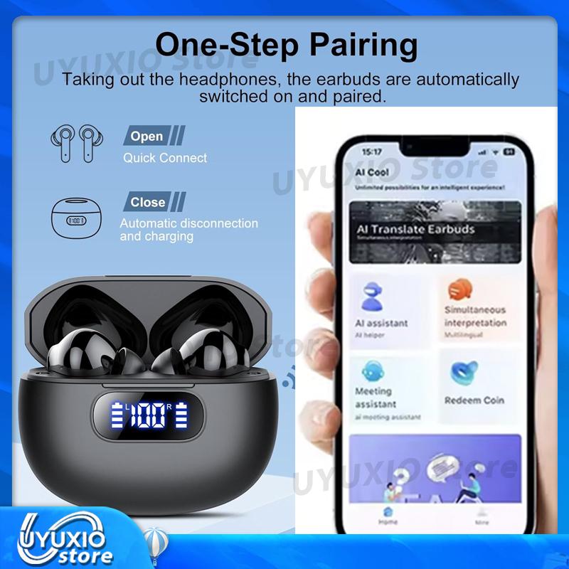 TWS AI Language Translation Earphone for Business Travel Real Time Translator Earbuds with 144 Online Languages 3 in 1 Ear