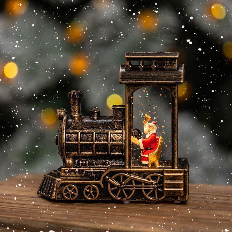 Vintage Light-Up Santa Claus Train Christmas Ornaments for Toddlers