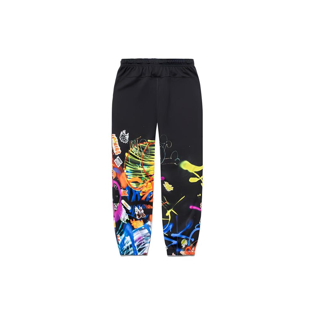Li Ning X OG Slick Collaboration Hand-Painted Cuffed Knit Sports Pants Men Pants Black AKLT691-1