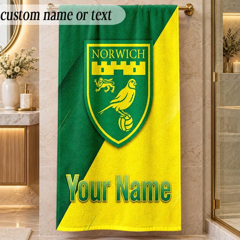 Beach TowelNorwich City Custom Name Text Personalized Soft Towel for Beach Pool Indoor Home Decor Gift