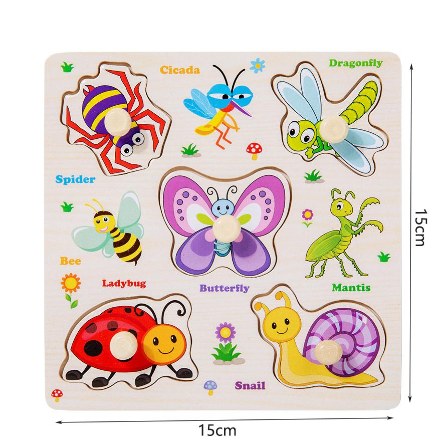 Children Wooden Puzzle Montessori Toys For Baby 1 to 2 3 Years Old Kids Hand Grab Board Educational Learning Matching Games