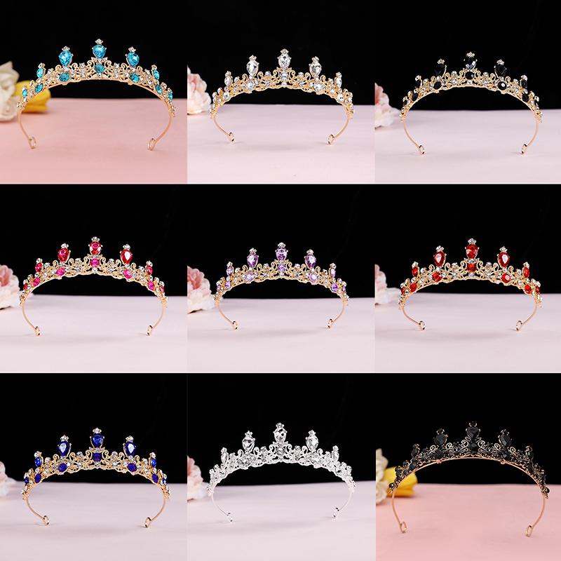 Elegant Colorful  Tiara Crown Women Girls Party Wedding Princess  Bridal Crown Hair Jewelry
