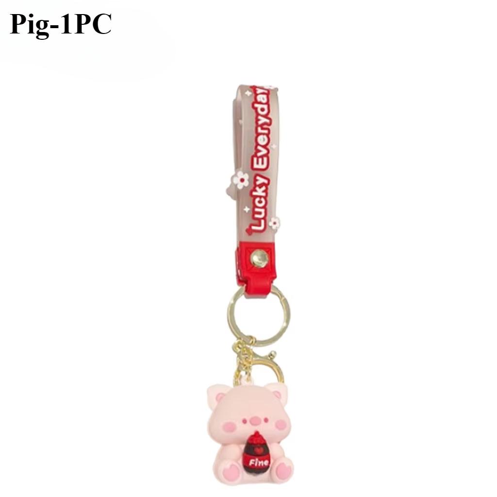 1-20PCS Luck Drinks Keychain  Pvc Doll Key Chain Cartoon Bag Pendant  Soft Plastic Doll Car Key Chain Bag Pendant Small Gift