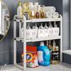 Multi-functional Expandable Kitchen & Bathroom Rack with Adjustable Shelves and Removable Hooks