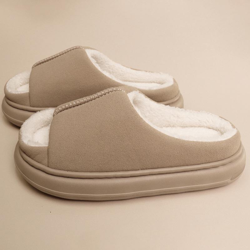 New open-toe cotton slippers indoor home warm plush non-slip plush cotton slippers