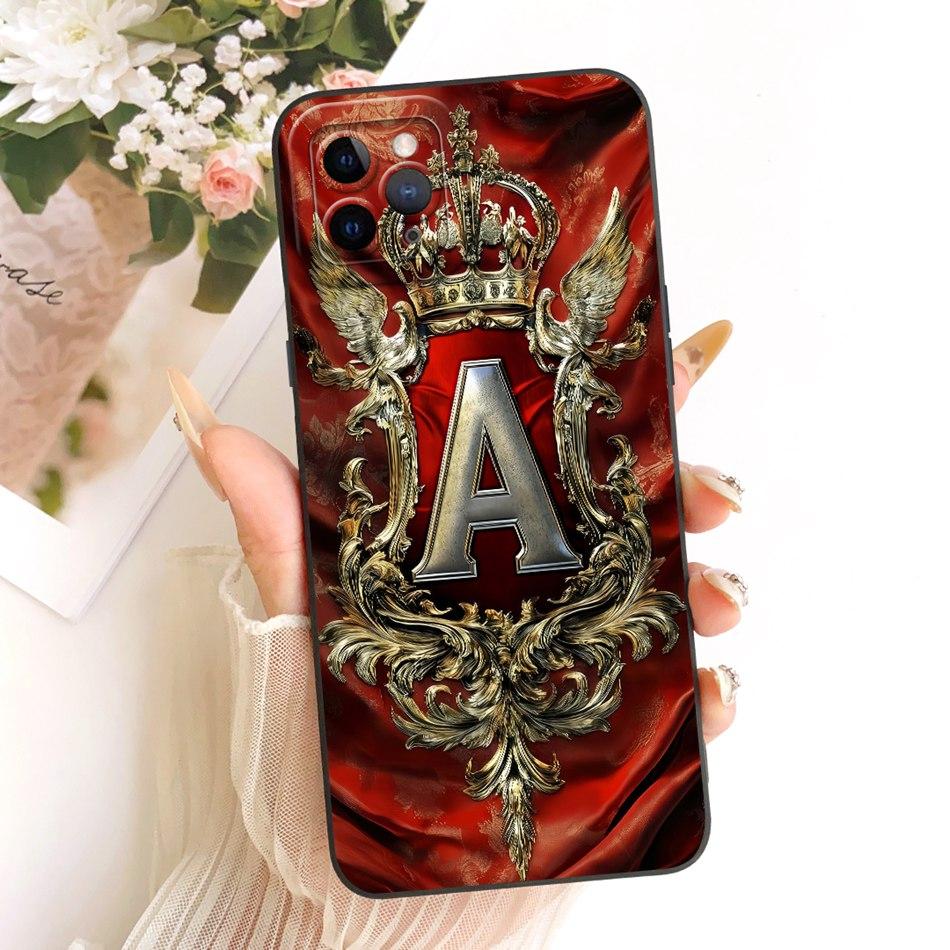 For iPhone 11 Pro Max Feather Crown Initial Letter Phone Case For iPhone11 11Pro 11ProMax Soft Silicone Covers Bumpers