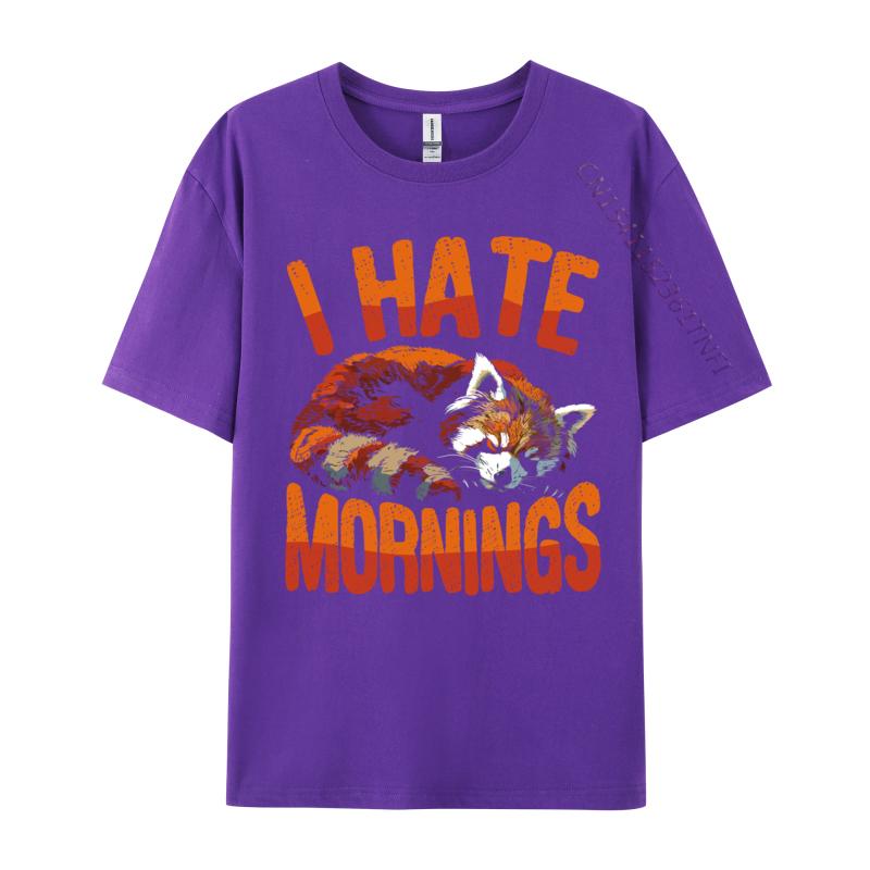 I Hate Mornings Red Panda Lazy Day Nap Time For Unisex Top Tshirts Hip Hop Graphic Cotton Tops Shirts Tops Shirts For Unisex