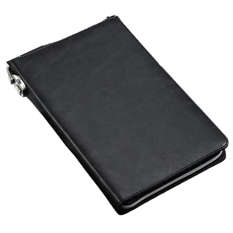 A5 Business Password Notebook with Lock Zipper Bag Notebook Loose Leaf Diary Meeting Minutes Notebook