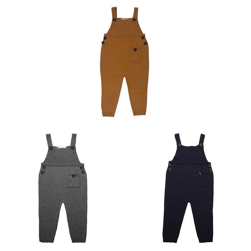 Hochwertiger Strick-Baumwoll-Latzhosen-Strampler für Jungen und Mädchen, für alle Jahreszeiten