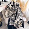Women'S Luxury Imitation Cashmere Pashmina Scarf With Animal Prints Winter Warm Thick Blanket Wrap Shawl For Female