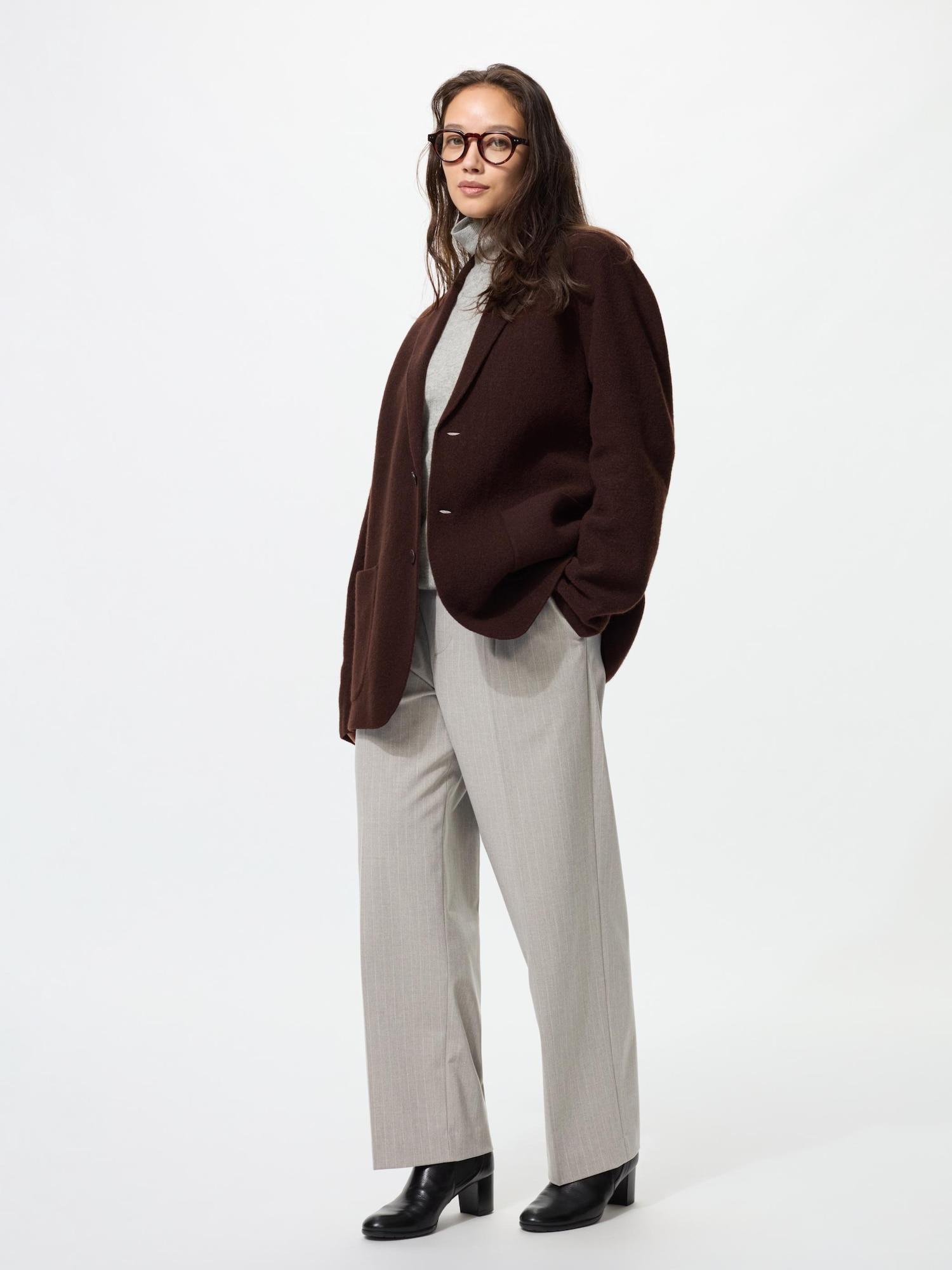 Uniqlo Япония Tuck Широкие брюки 02 LIGHT GRAY/XS