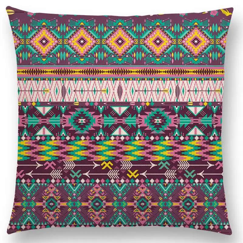 Colorful Seamless Aztec Decorative Prints Sofa Throw Pillow Case Fancy Abstract Geometric Vector Pattern Tribal Cushion Cover