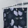 Halloween-Themed Shower Curtain Featuring Cute Ghosts And Spiders Navy Blue Waterproof Fabric For Bathroom Decor