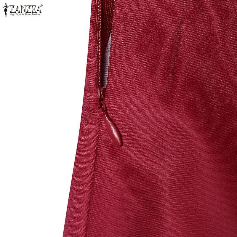ZANZEA Women Elegant Square Collar Casual Short Sleeve Print Dress