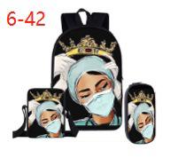 Cartoon African Girl Schoolbag, Primary And Secondary School Backpack, Backpack Three-Piece Set