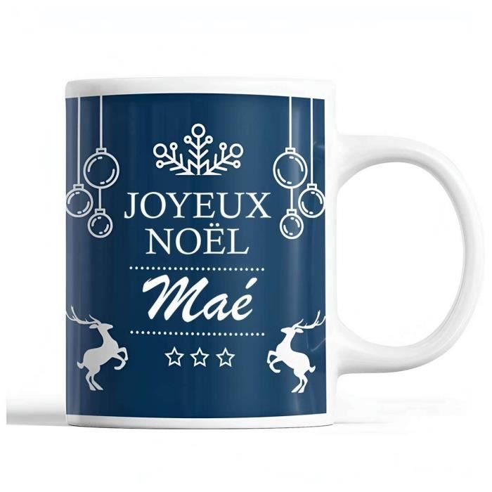Mug - Noël Maé Bleu - Imprimé Recto/Verso - Résistant Lave-Vaisselle - Contenance 325 ml
