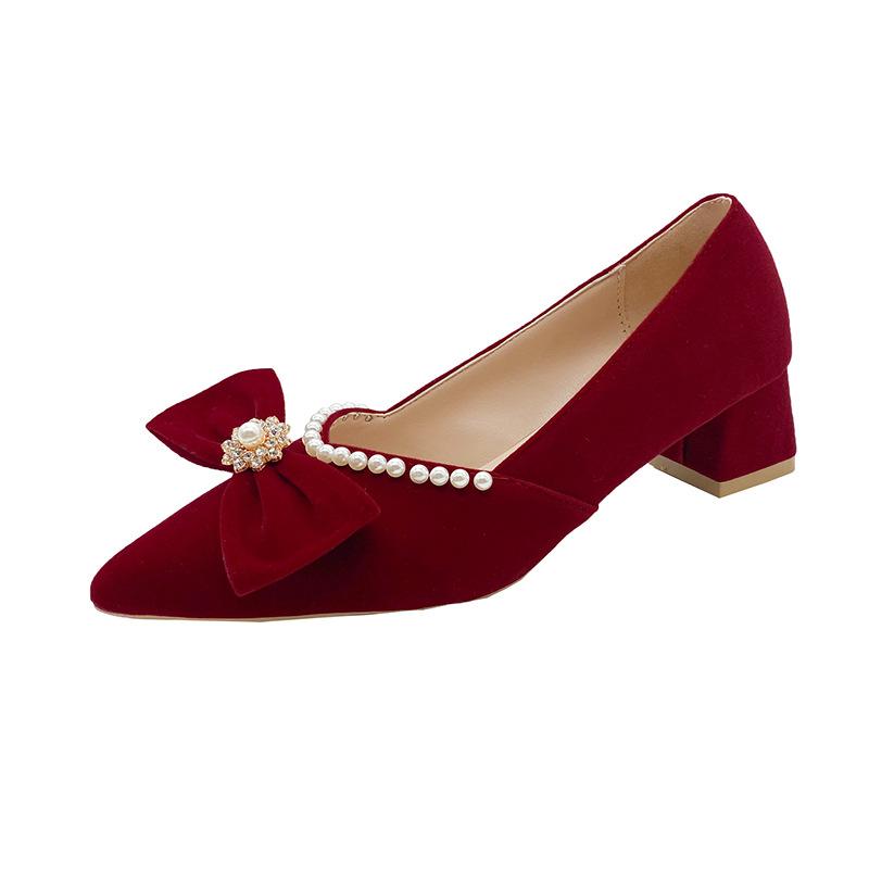 Wedding Shoes Bridal Shoes 2025 New Red High Heels Thick Heel Xiuhe Wedding Dress Two Wear Wedding Shoes Are Not Tired