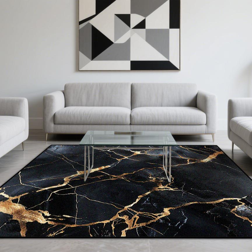 Modern Style Luxurious Carpet Living Room Marble Decoration Sofa Area Rugs Non-slip Bedroom Lounge Floor Mat Washable Doormat