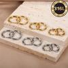 3Pairs 316L Stainless Steel Earrings for Women, 18K Gold Plated Hypoallergenic Hoop Set 8/10/12mm