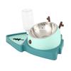 Pet Food Feeder and Automatic Water Dispensers Set with Detachable Stainless Steel Bowl for Small Medium PetsAgate Green