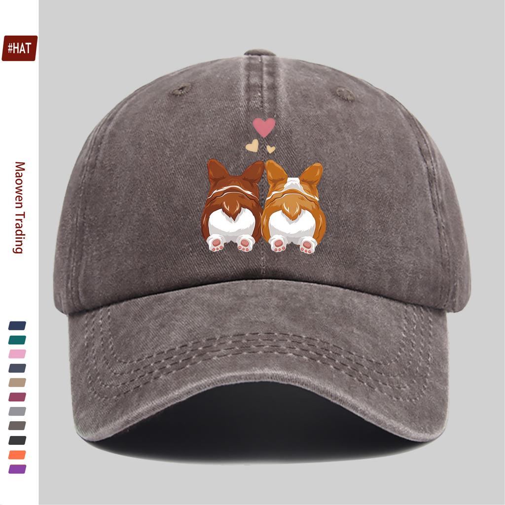 pc HeartShaped Corgi Silhouette Printed Baseball Cap Pet Print Design Golf Hat Home Leisure Decor Hat Comfortable Lightweig