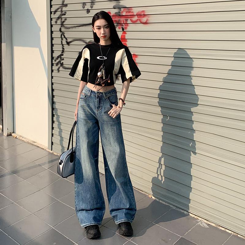 2025 Spring American Retro High Waist Wide Leg Jeans for Women - Spicy Girl