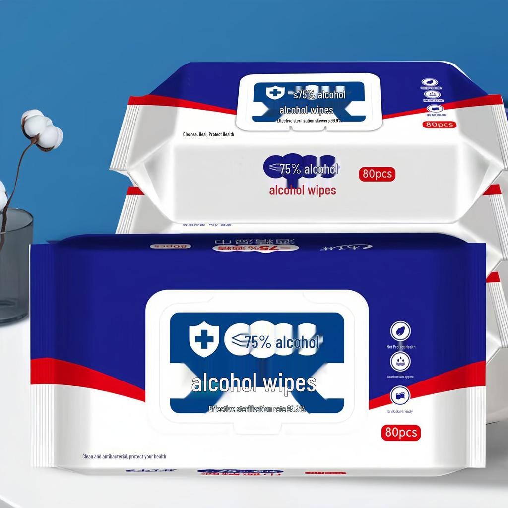 Alcohol Disinfection Wet Wipes: Office & Home Antibacterial Cleaning, Hygiene, and Sterilization - Large Pack