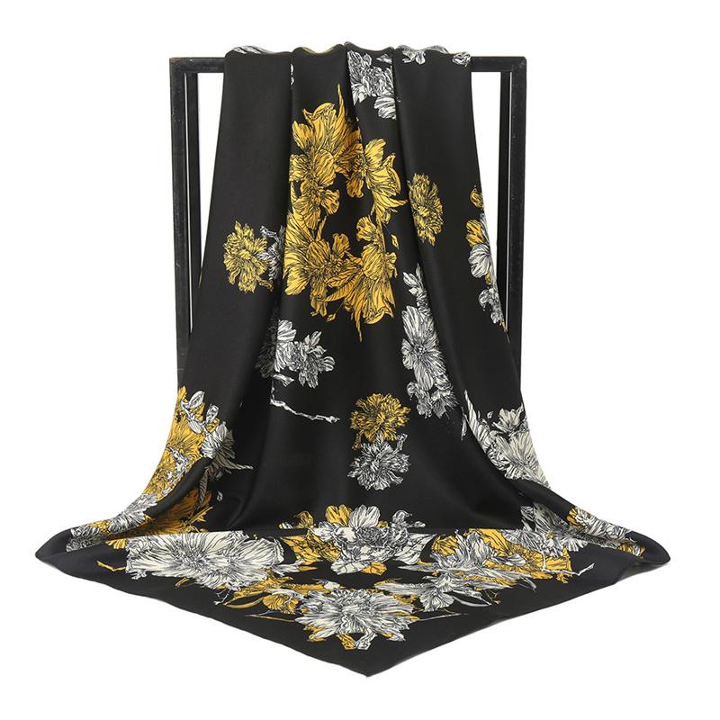 

Luxury 90Cm Manual Hand Rolled Twill Silk Scarf Women Print Curled Square Scarves Echarpes Foulards Femme Wrap Bandana Hijab 90x90cm
