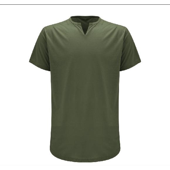 

Весенне-летняя новая мужская повседневная футболка с V-образным вырезом, облегающая, универсальный мужской топ с коротким рукавом XXXL армия зеленый