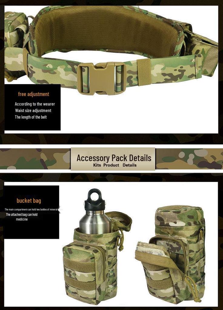 Multifunctional Tactical Molle Waist Belt - Padded Nylon for Outdoor Combat Training