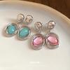 Silver Needle Acrylic Oval Pendant Earrings Retro Personality Fashion Temperament Earrings Light Luxury High-end Earrings Women
