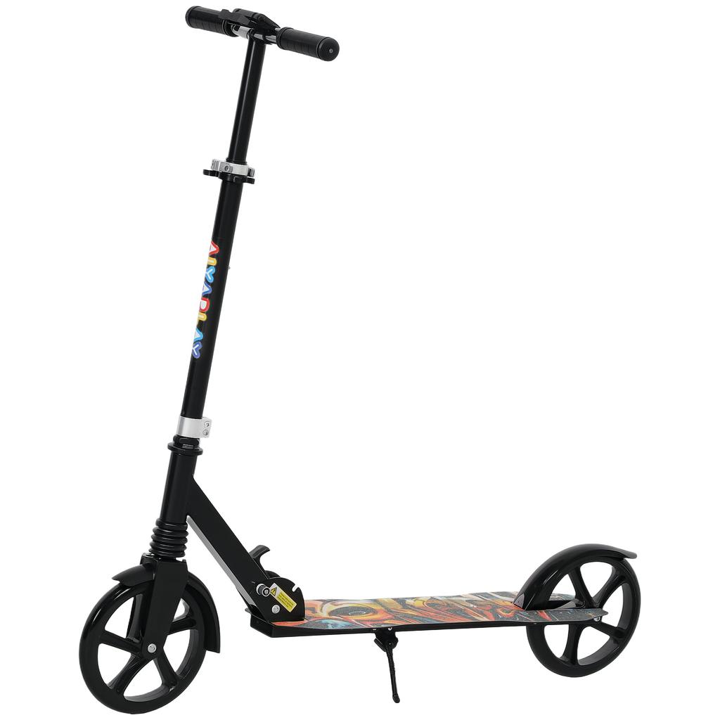 Foldable Kids Scooter with Adjustable Handlebar, 200mm Big Wheel, Rear Fender Brake, for Ages 6-12 Years, Black