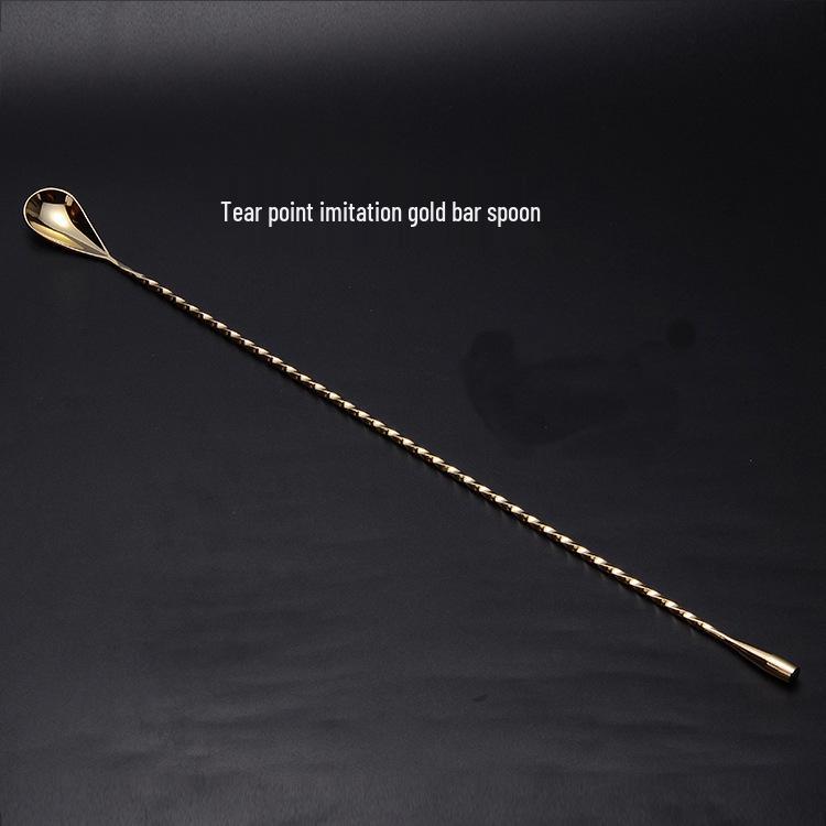 304 Stainless Steel 30cm Bar Spoon with Teardrop Handle and Three-Pronged End for Cocktails