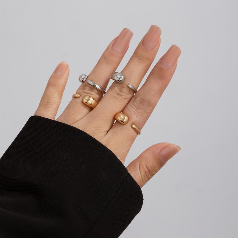 3/4Pcs Dating Rings Open Rings Adjustable Finger Rings Geometric Open Rings Finger Jewelry Suitable For Party Daily