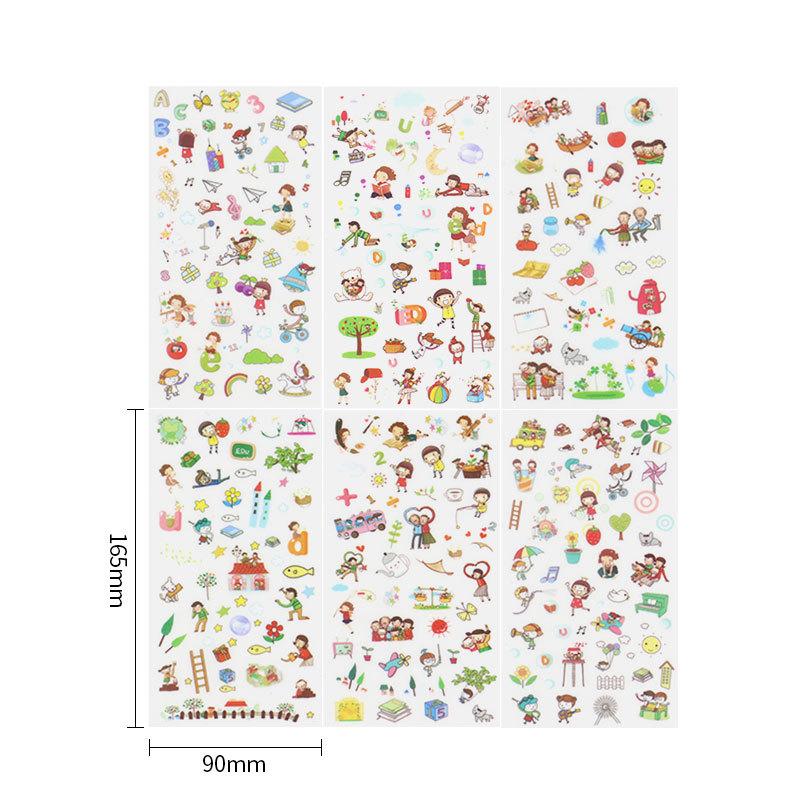 6 Sheets/Set Korean Version Cartoon Transparent PVC Stickers Cute Animal Kawaii Self Adhesive Kids DIY Scrapbooking Sticker