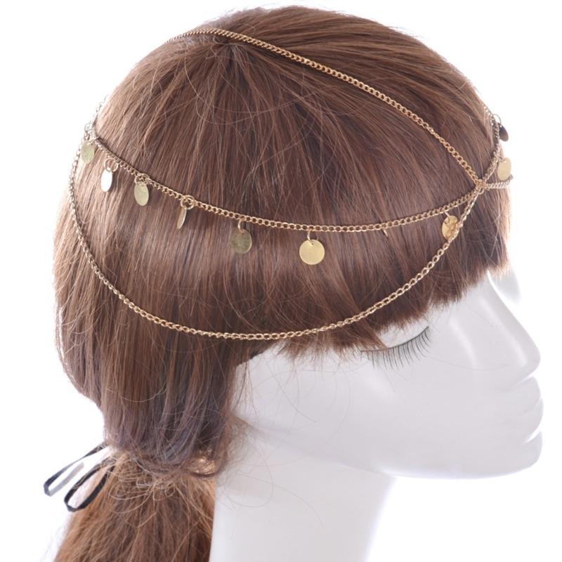 Sequins Elegant Head Chain Hiphop Punk Alloys Head Chain Bridal Head Chain for Halloween Parties and Bridal Costumes
